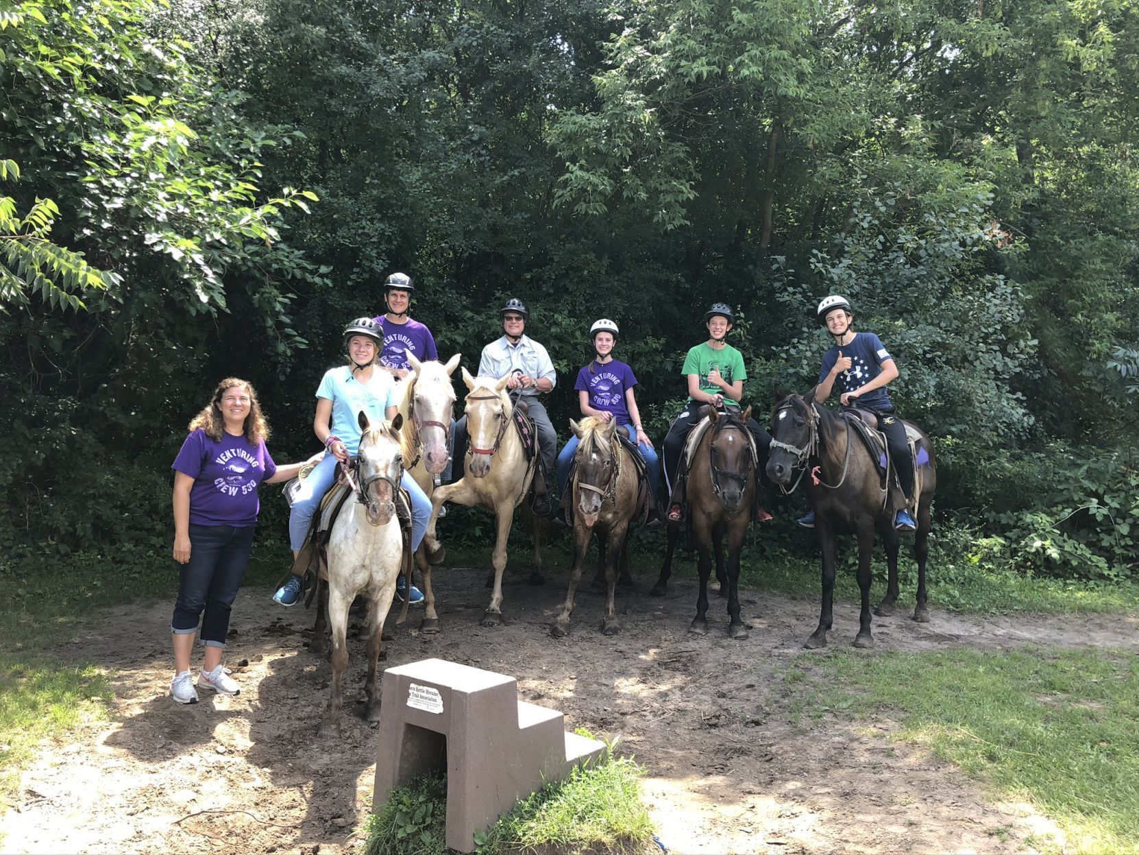 The Scheidts and company on horseback
